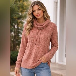 Twik Dusty Rose Cowl Neck Pullover Sweater lightweight medium